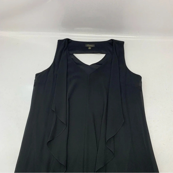 Thalia Sodi Black Dress Medium Asymmetric Chiffon Ruffle WhimsyGoth Casual Work - Picture 7 of 10